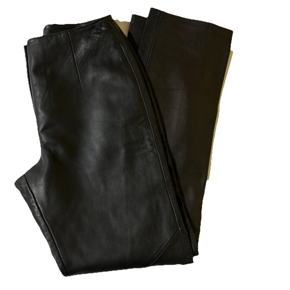 Y2K 90's Willi Smith Collection Black Lamb Leather Womens Pants 6 Vintage Goth